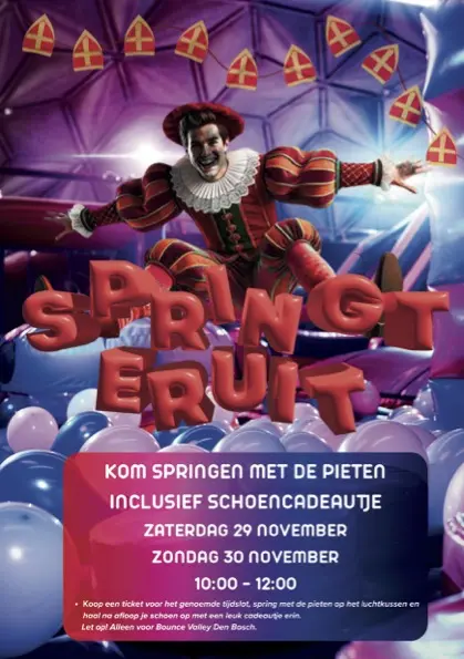 Springen met de pieten bij Bounce Valley Springen met de pieten bij Bounce Valley – De leukste activiteiten in Den Bosch – november (foto 1 van 2)